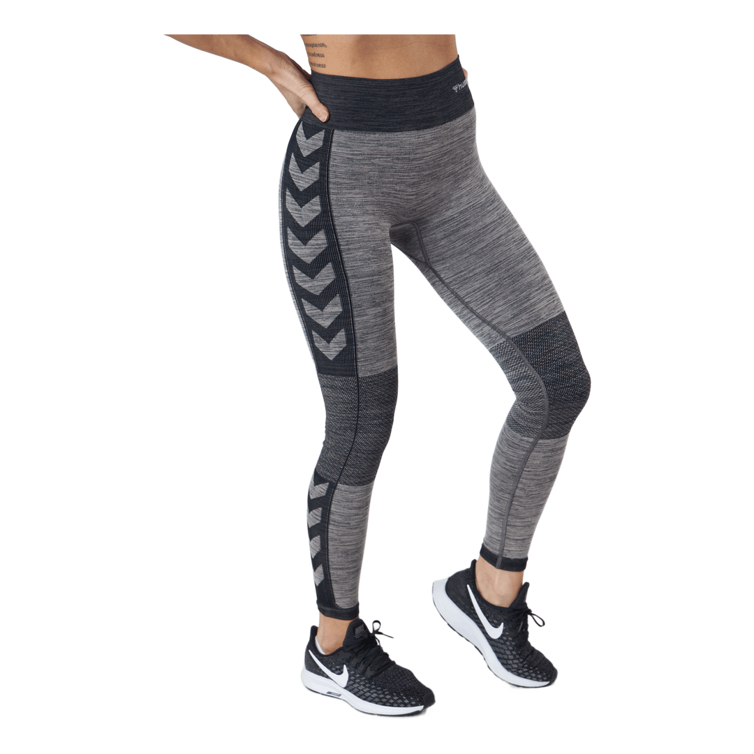 Hmlclea Seamless Mid Waist Tig Chateau Gray/black Melange