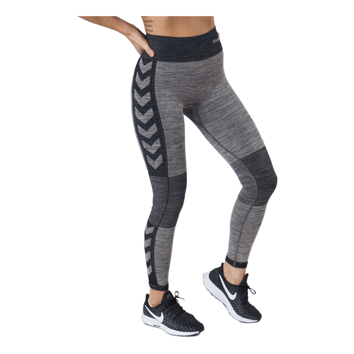 Hmlclea Seamless Mid Waist Tig Chateau Gray/black Melange