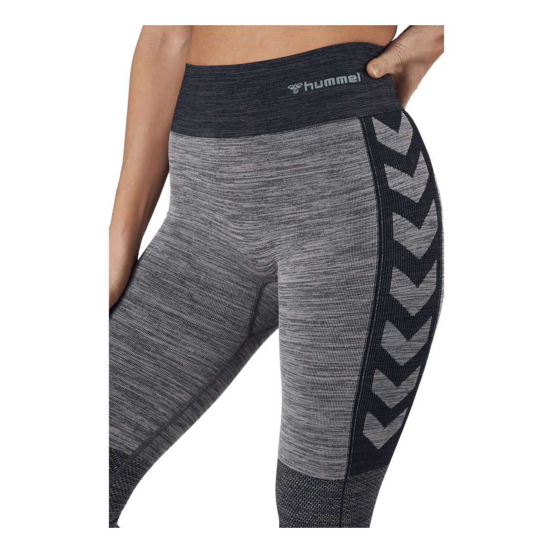 Hmlclea Seamless Mid Waist Tig Chateau Gray/black Melange