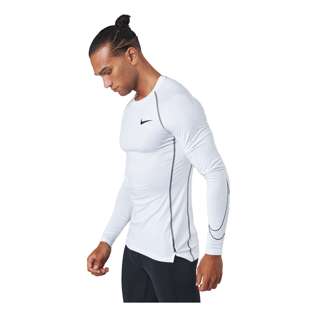 Pro Dri-FIT Men's Tight Fit Long-Sleeve Top WHITE/BLACK/BLACK