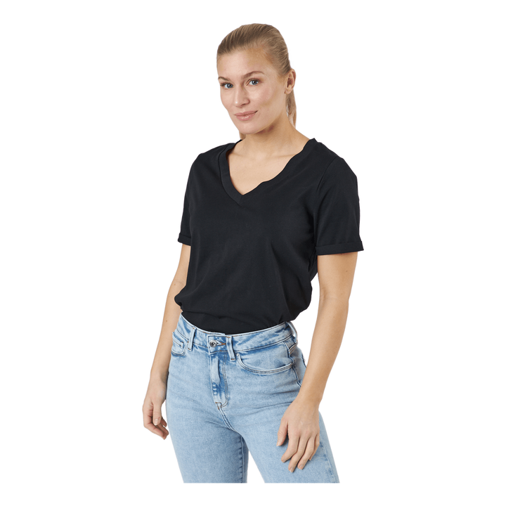 Pcria Ss V-neck Solid Tee  Bc Black
