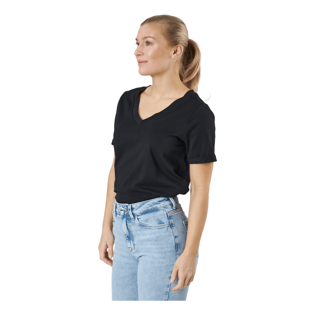 Pcria Ss V-neck Solid Tee  Bc Black