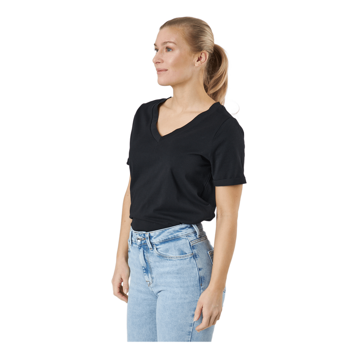 Pcria Ss V-neck Solid Tee  Bc Black