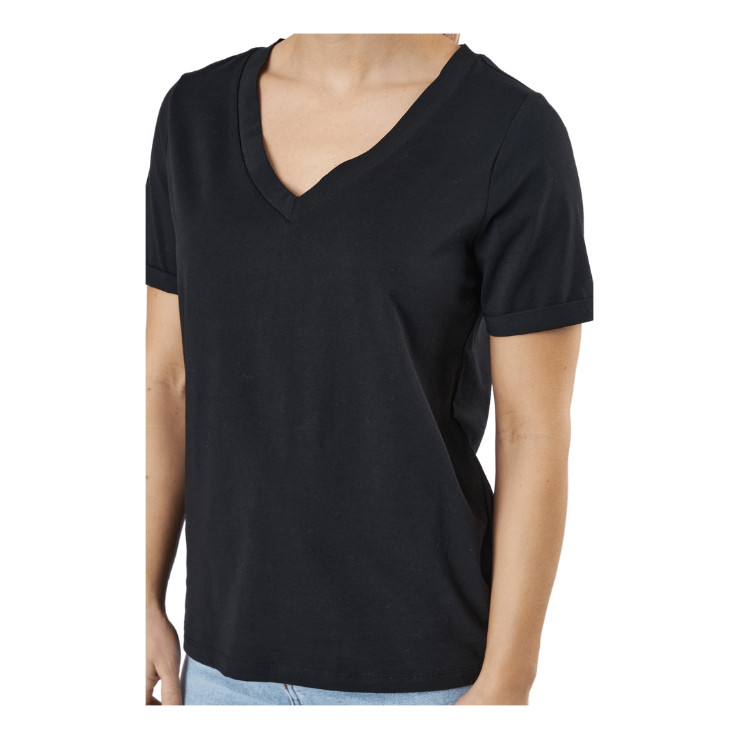 Pcria Ss V-neck Solid Tee  Bc Black