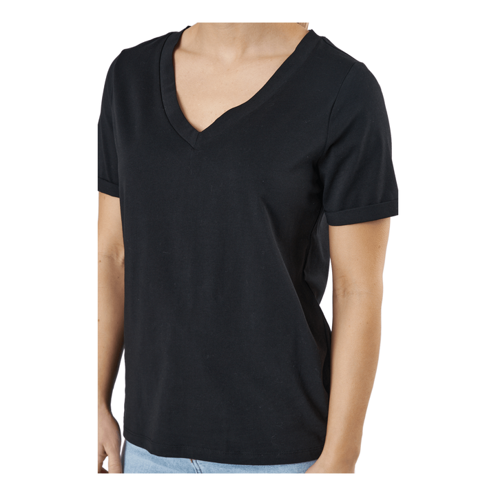 Pcria Ss V-neck Solid Tee  Bc Black