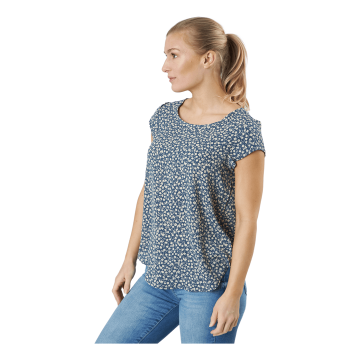 Onlvic Ss Aop Top Ptm Blue Mirage