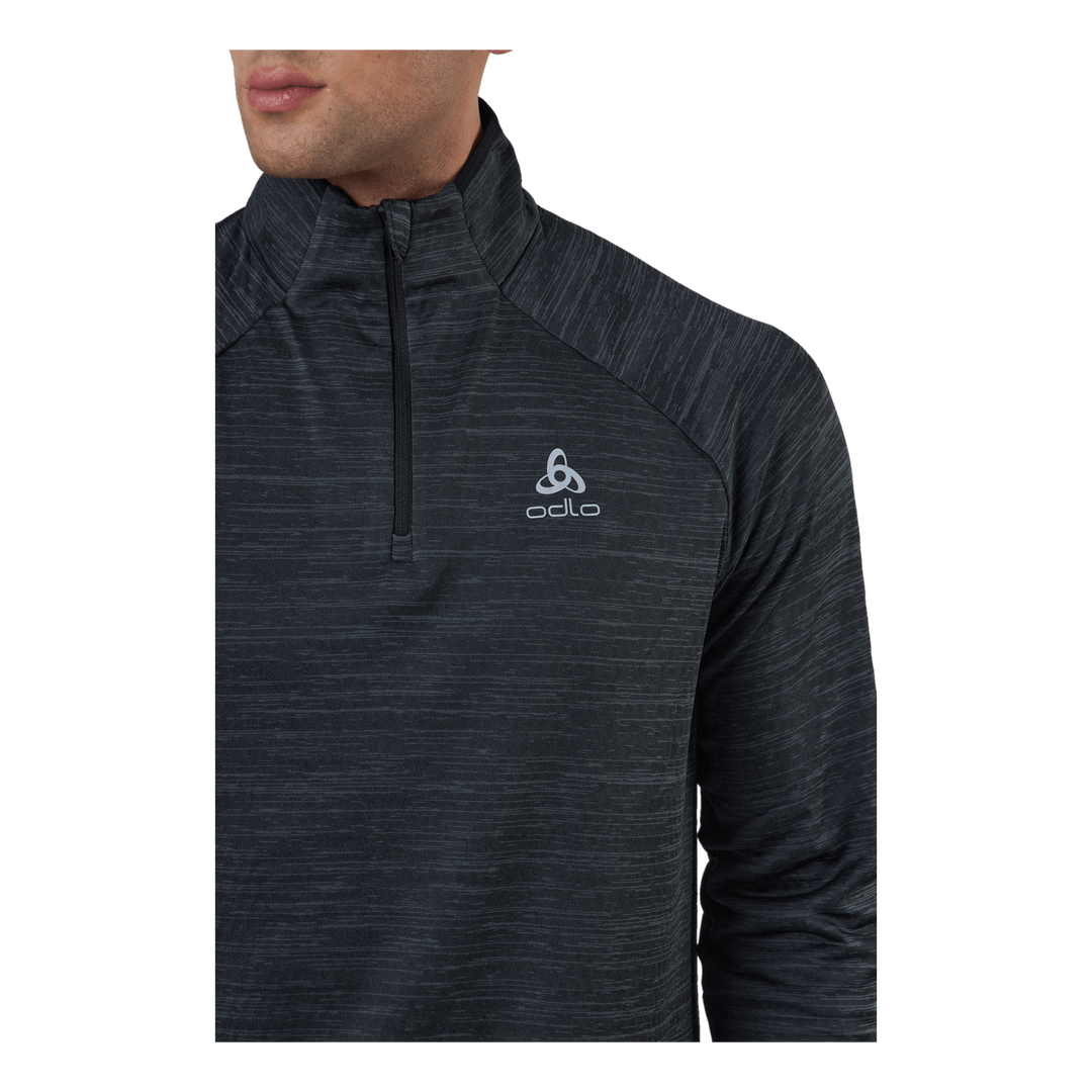 Mid Layer 1/2 Zip Run Easy War Black Melange