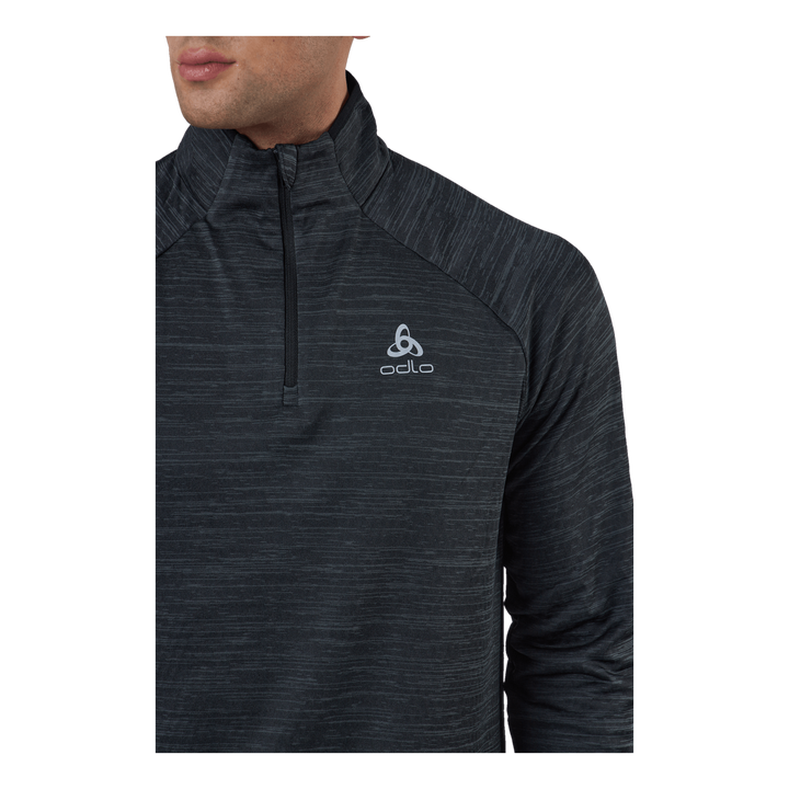 Mid Layer 1/2 Zip Run Easy War Black Melange