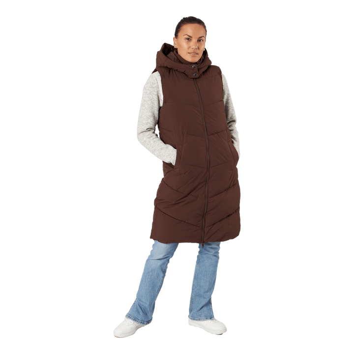 Jamilla Long Puffer Vest Chicory Coffee