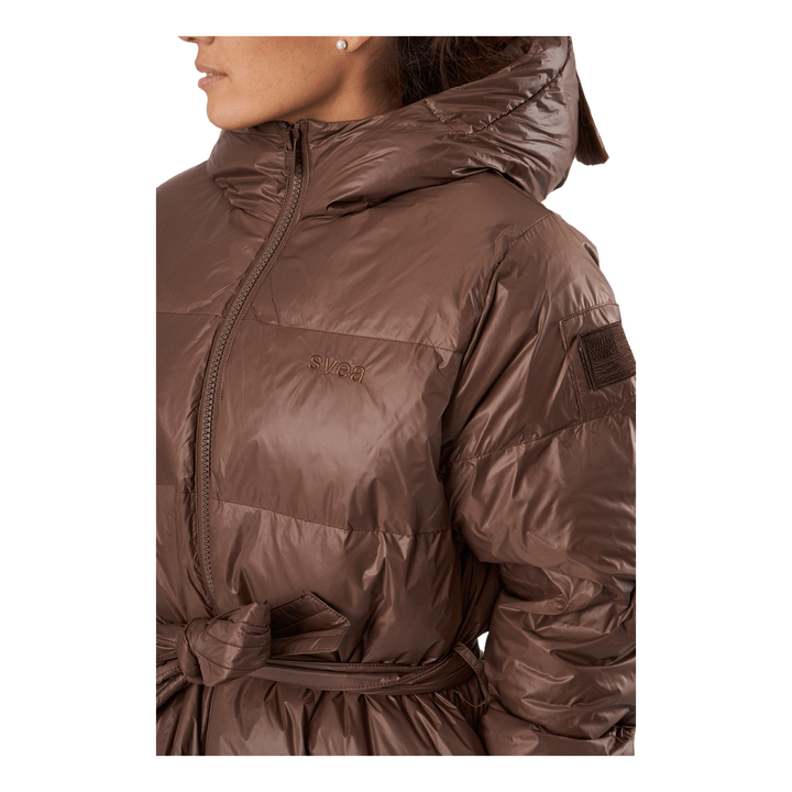 Mid Length Beltet Coat Dark Bark