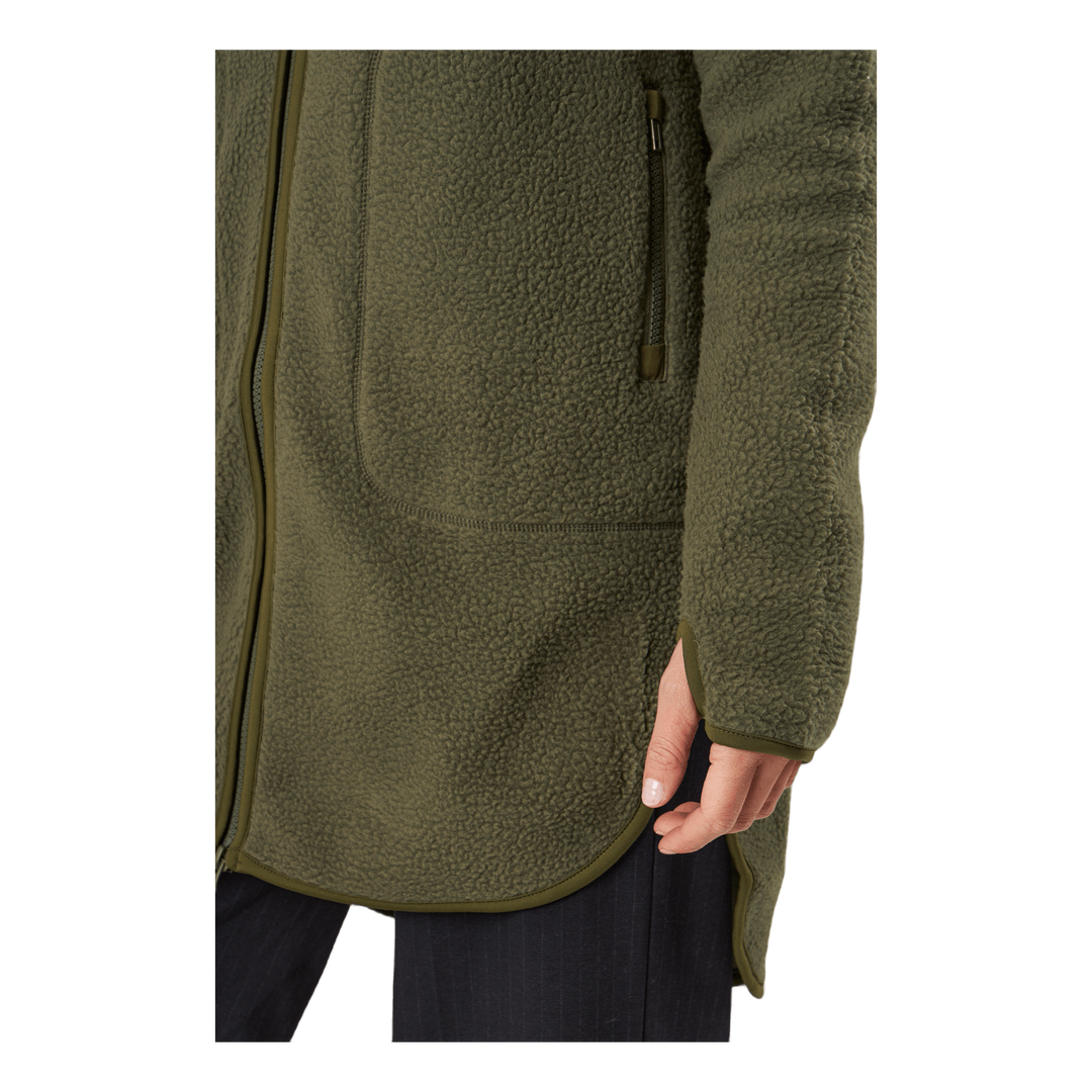 Long Pile Zip Sweat Dark Army