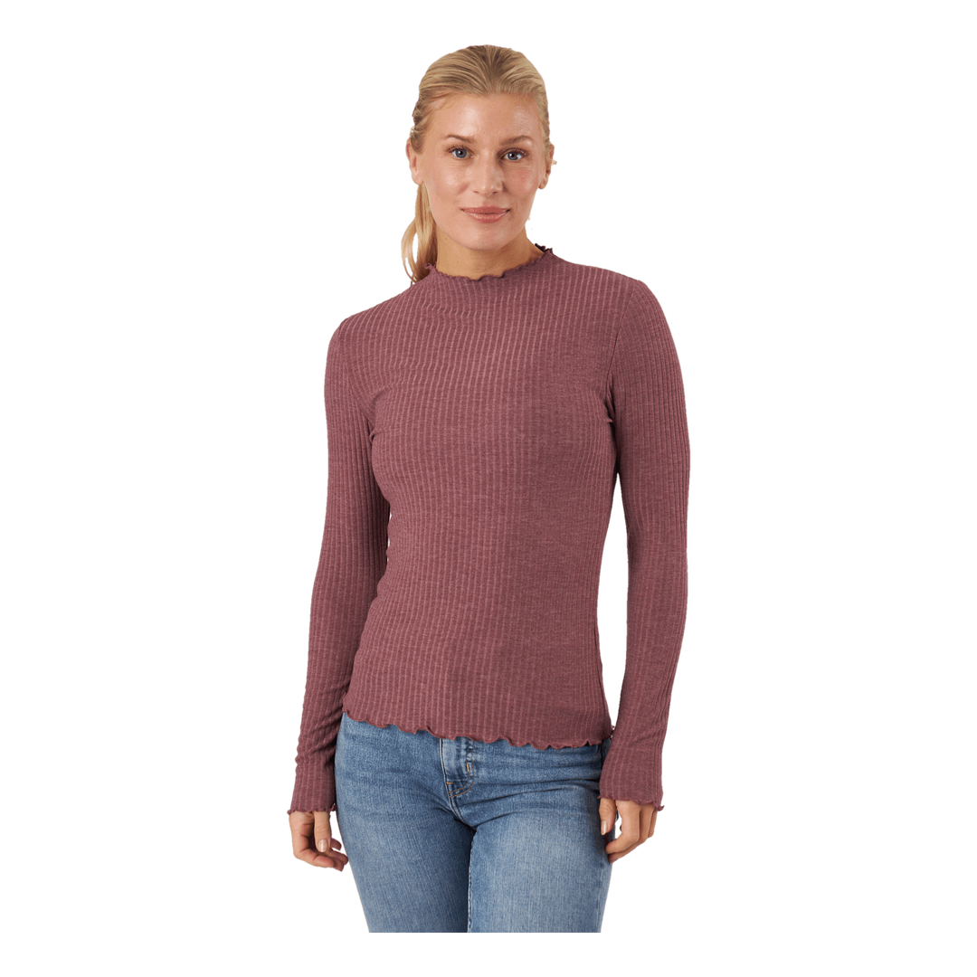 Emma L/s High Neck Top Noos Jr Rose Brown