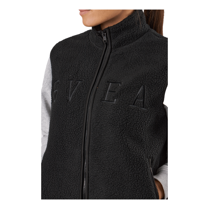 Teddy Pile Vest Black