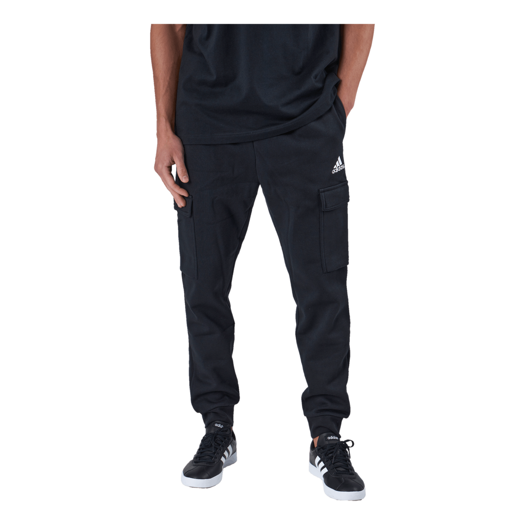 Essentials Fleece Regular Tapered Cargo Joggers Black