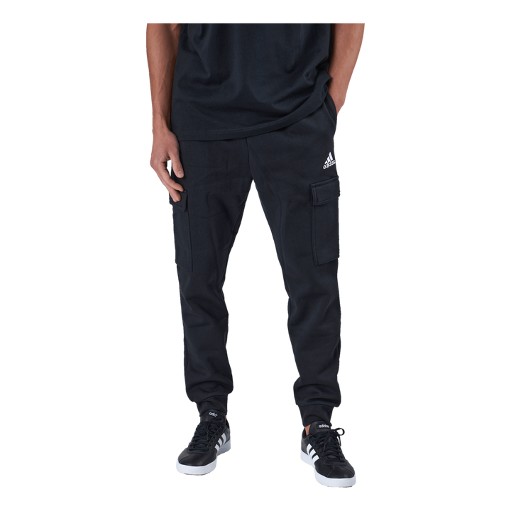 Essentials Fleece Regular Tapered Cargo Joggers Black