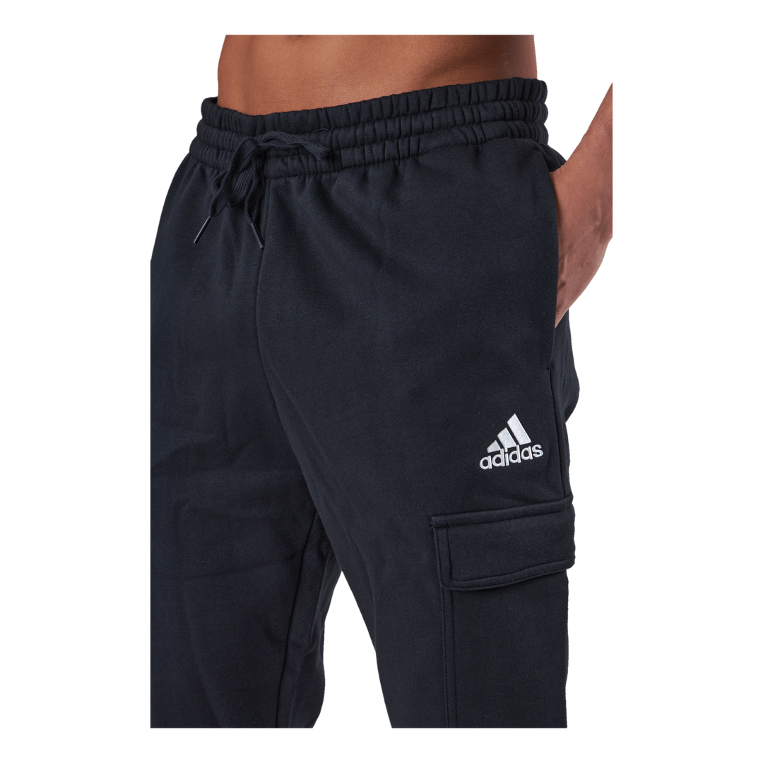 Essentials Fleece Regular Tapered Cargo Joggers Black