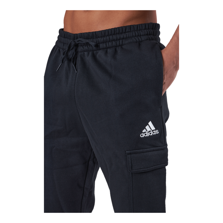 Essentials Fleece Regular Tapered Cargo Joggers Black