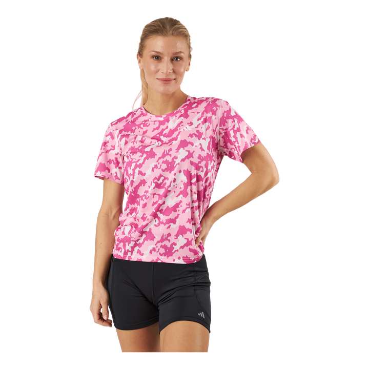 Own the Run Camo Running T-Shirt Clear Pink