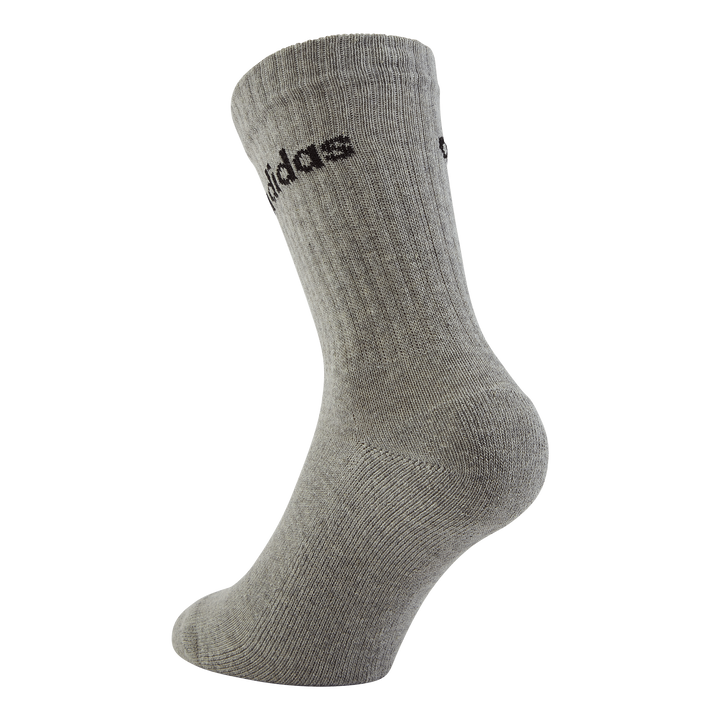 Linear Crew Cushioned Socks 3 Pairs Medium Grey Heather / White / Black