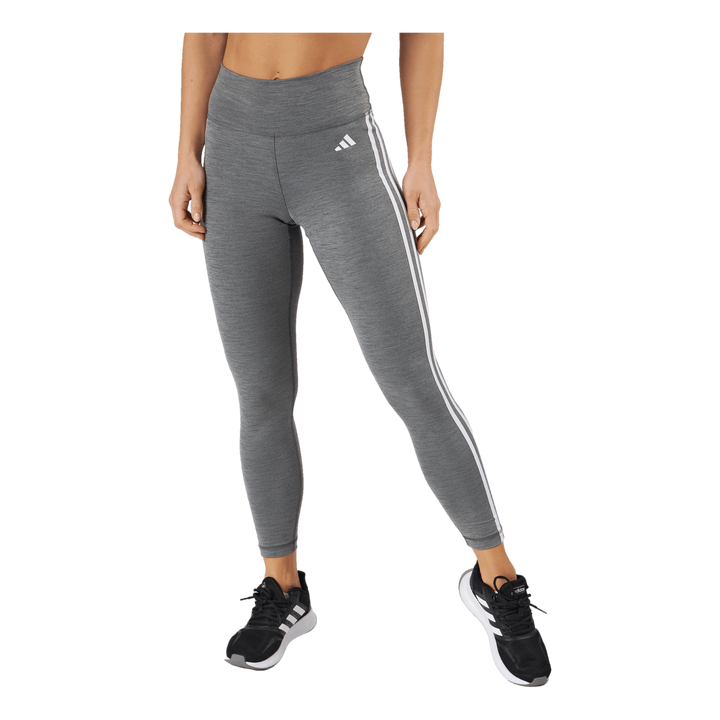 Train Essentials 3-Stripes High-Waisted 7/8 Leggings Dark Grey Heather