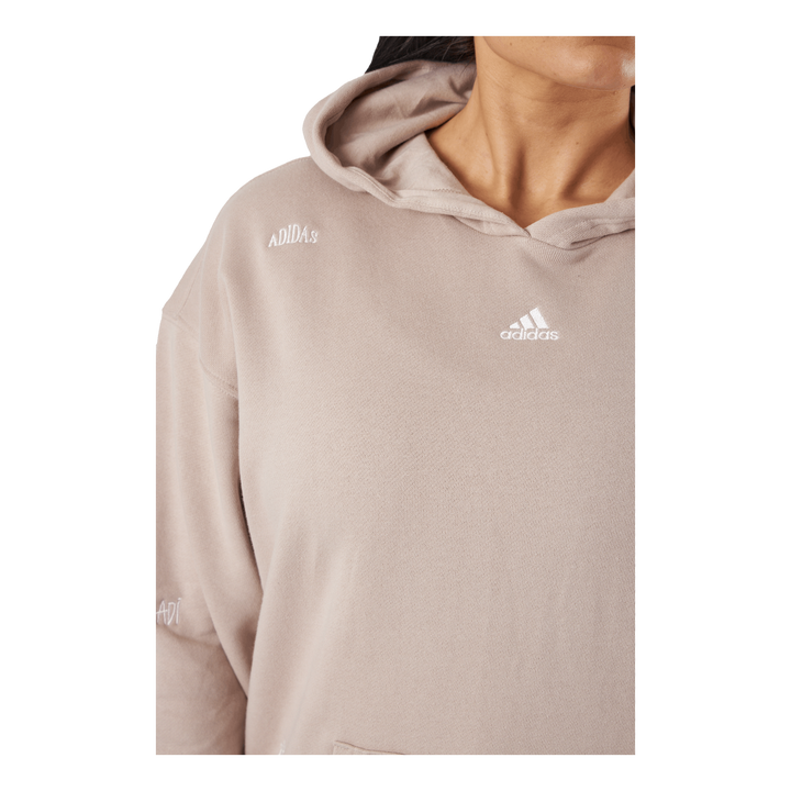 Relaxed Hoodie with Healing Crystals-Inspired Graphics Wontau/White