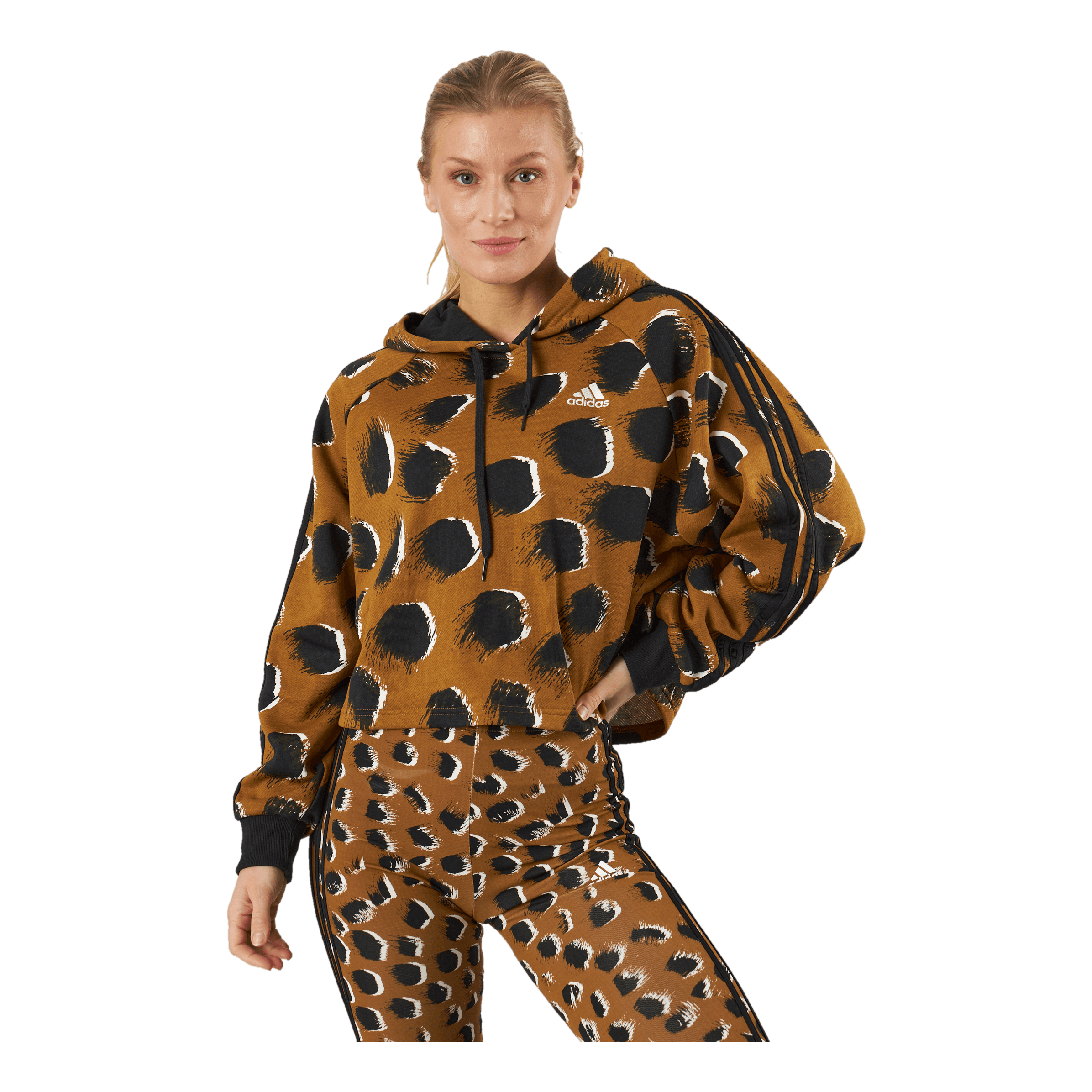 adidas Essentials 3 Stripes Animal Print Hoodie Brostr Multco