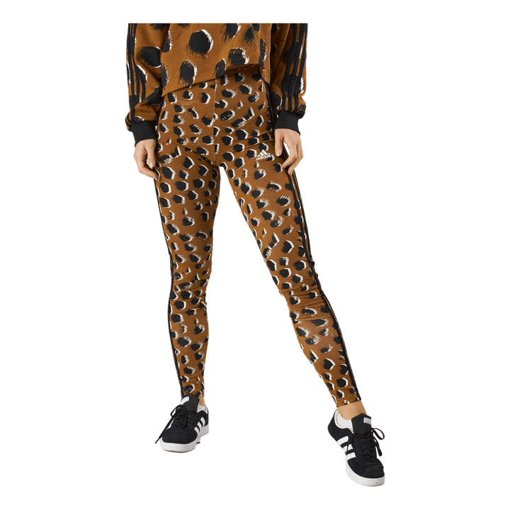 Essentials 3-Stripes Animal Print Leggings Brostr/Multco/Black