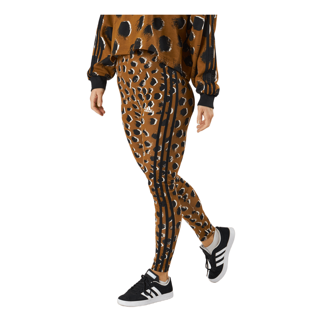 Essentials 3-Stripes Animal Print Leggings Brostr/Multco/Black
