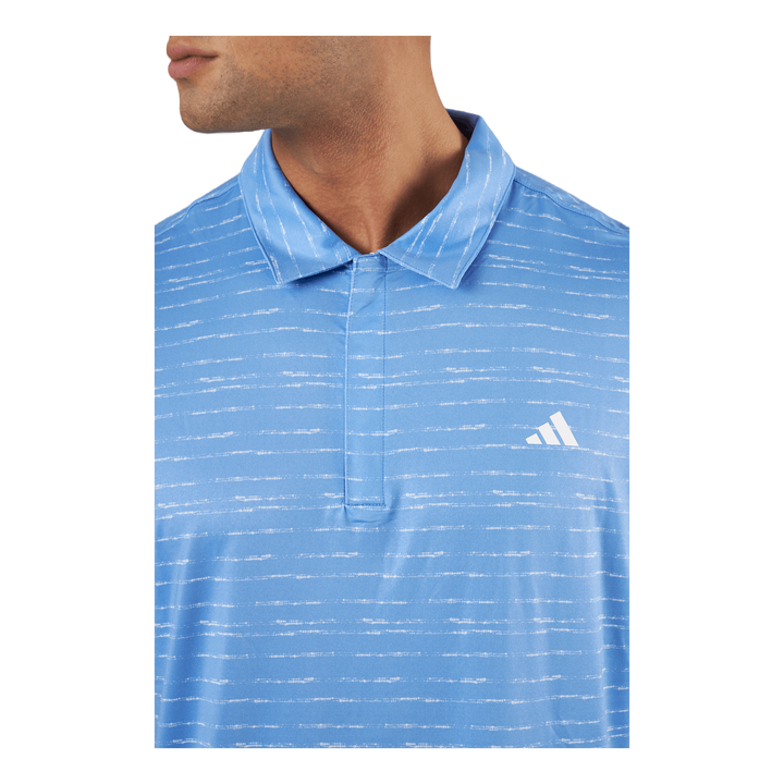Stripe Zip Golf Polo Shirt Blufus/White