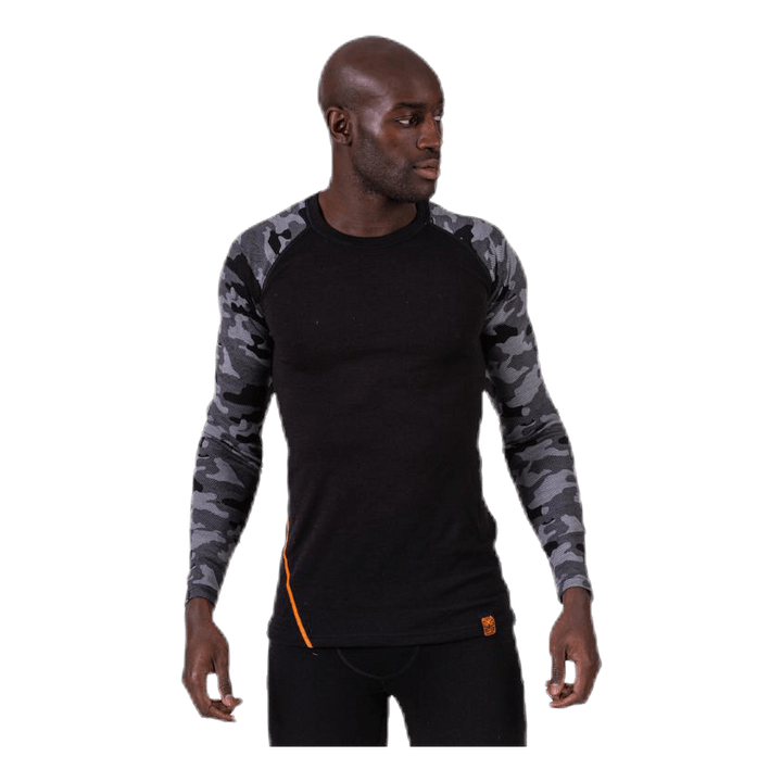 Camo Merino Wool Crew Black