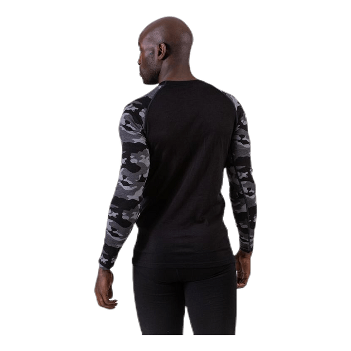 Camo Merino Wool Crew Black