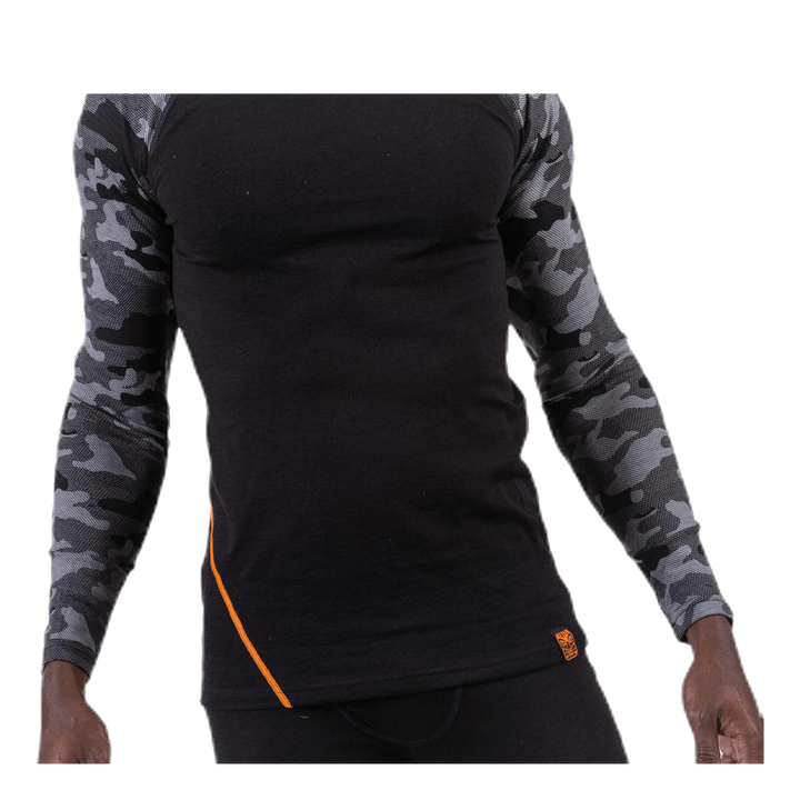 Camo Merino Wool Crew Black