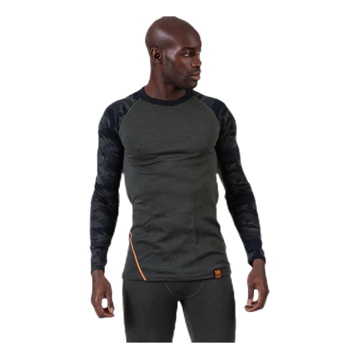 Camo Merino Wool Crew Green