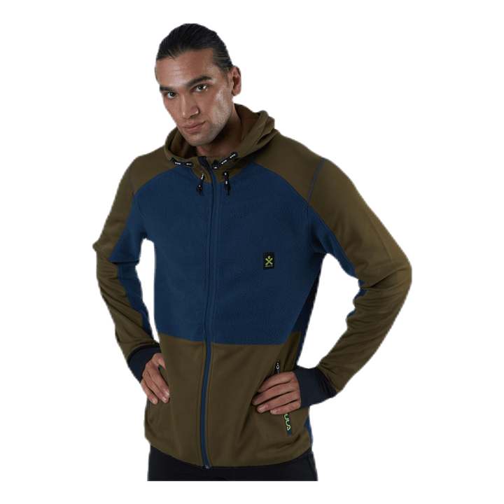Fleece Zip Hood Blue/Green