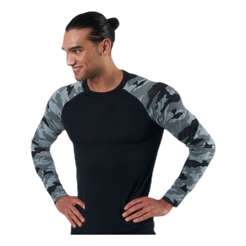 Camo Merino Wool Crew Black/Grey