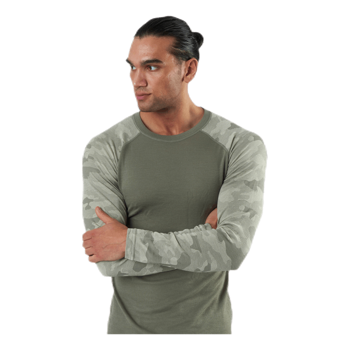 Camo Merino Wool Crew Beige