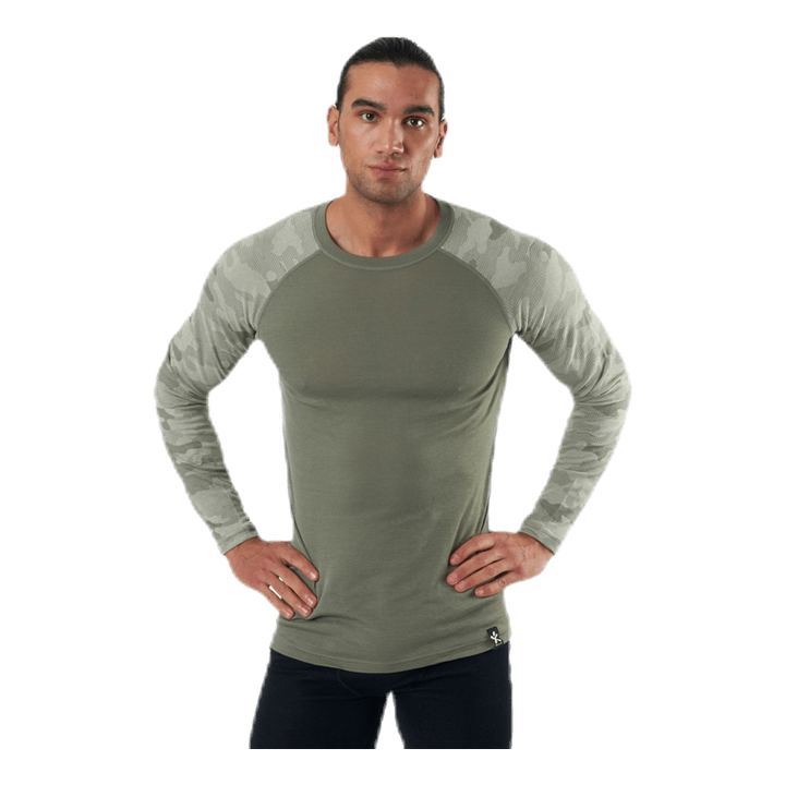 Camo Merino Wool Crew Beige