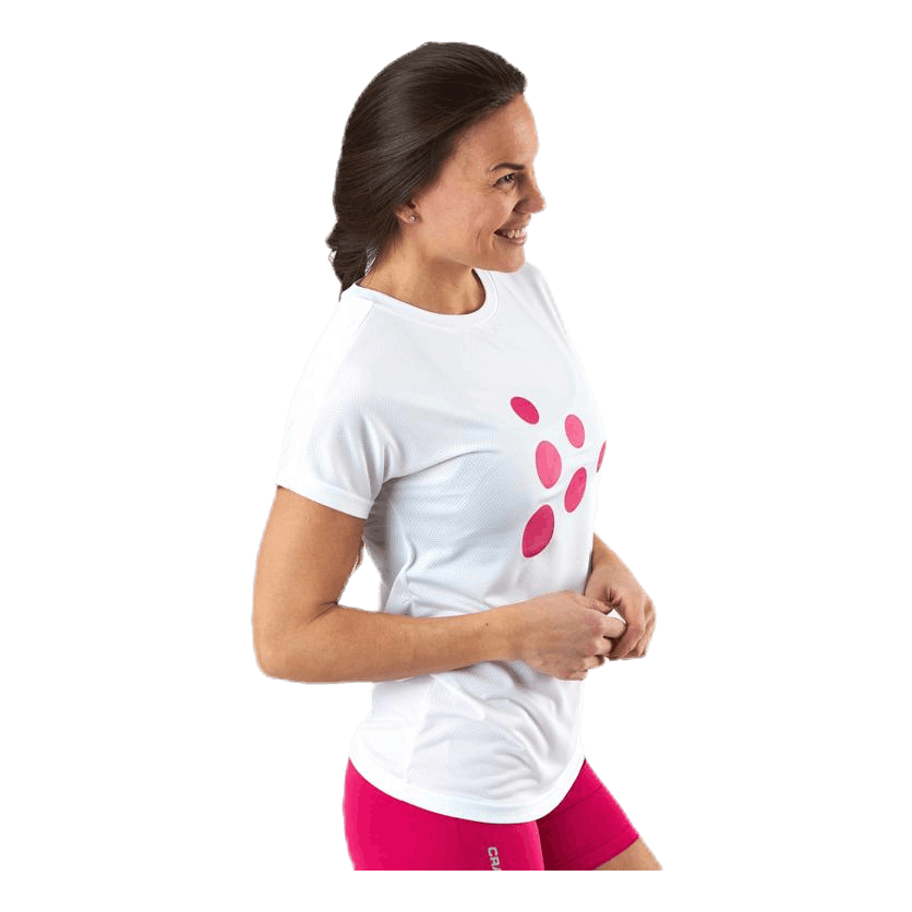 Eaze SS Logo Mesh Tee Pink/White