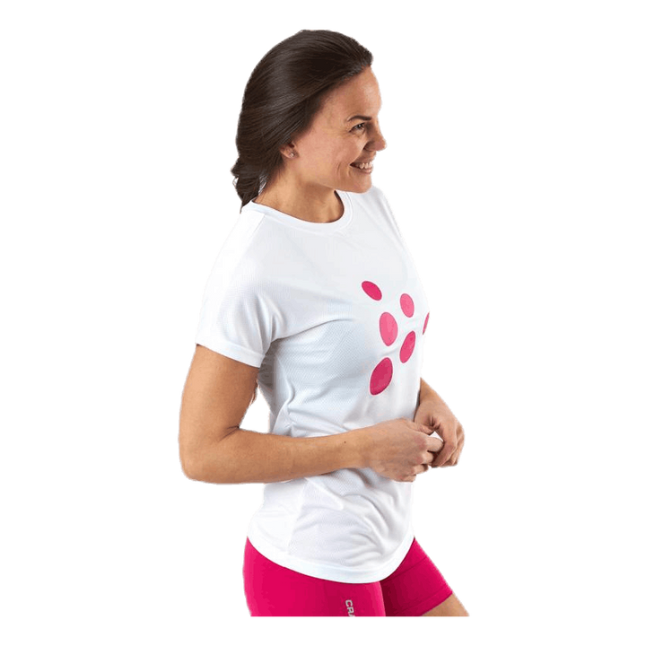 Eaze SS Logo Mesh Tee Pink/White