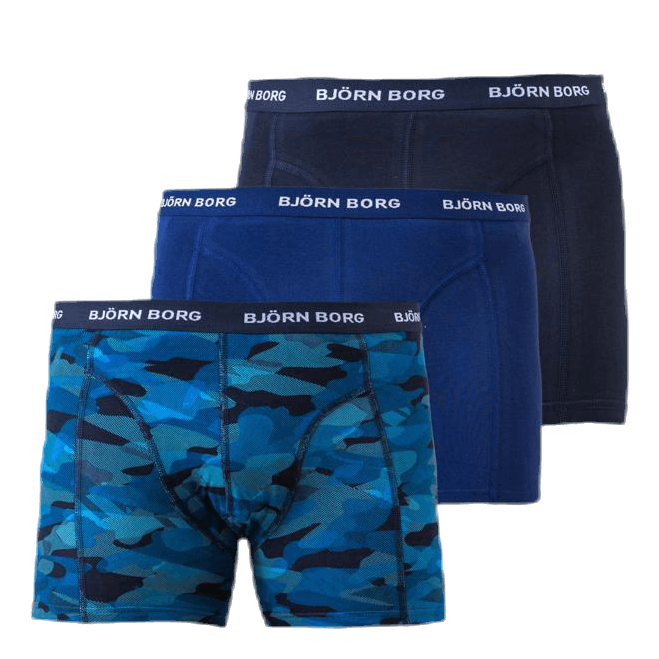Bjorn Borg Shadeline Shorts 3 Pack Blue Patterned Black Sportamore