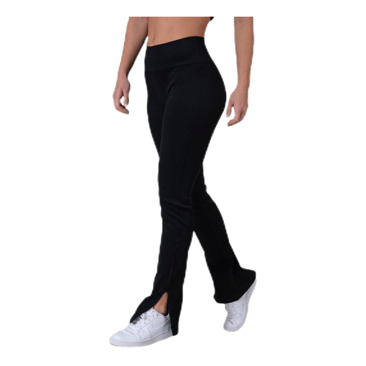 Seamless Rib Slit Pants Black