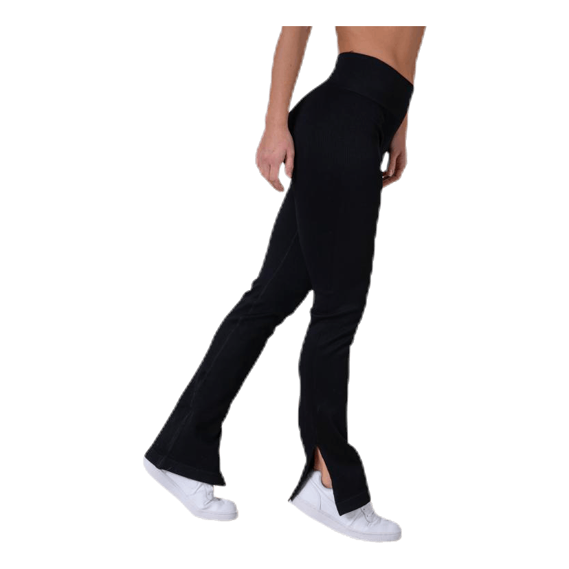 Seamless Rib Slit Pants Black
