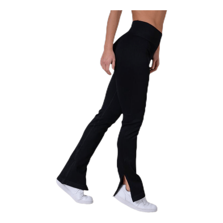 Seamless Rib Slit Pants Black