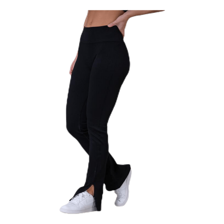 Seamless Rib Slit Pants Black