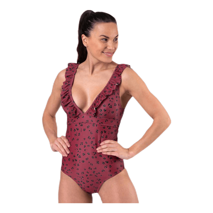 Halia Frill Swimsuit Patterned/Red