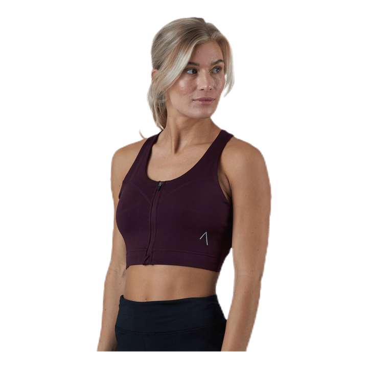 Zip Sports Bra Red