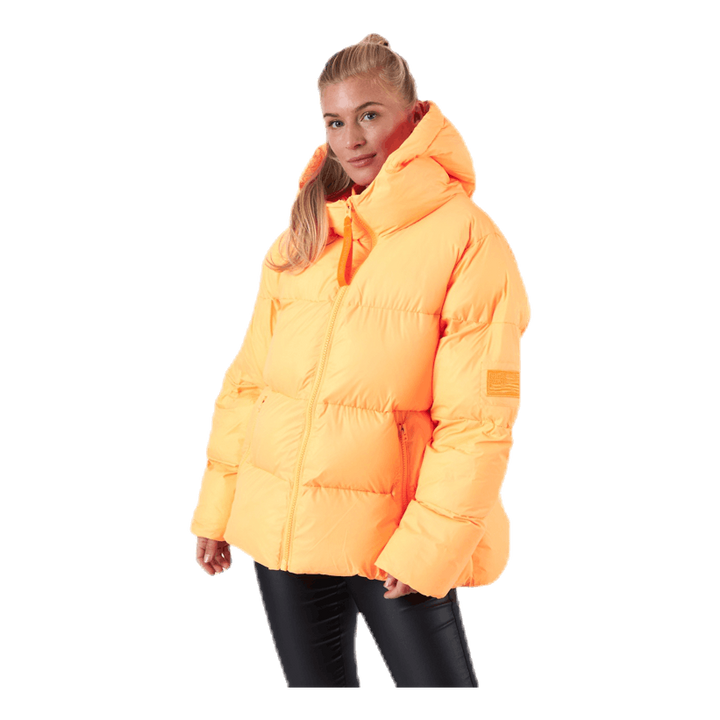 Short Padded Hood Jacket Orange
