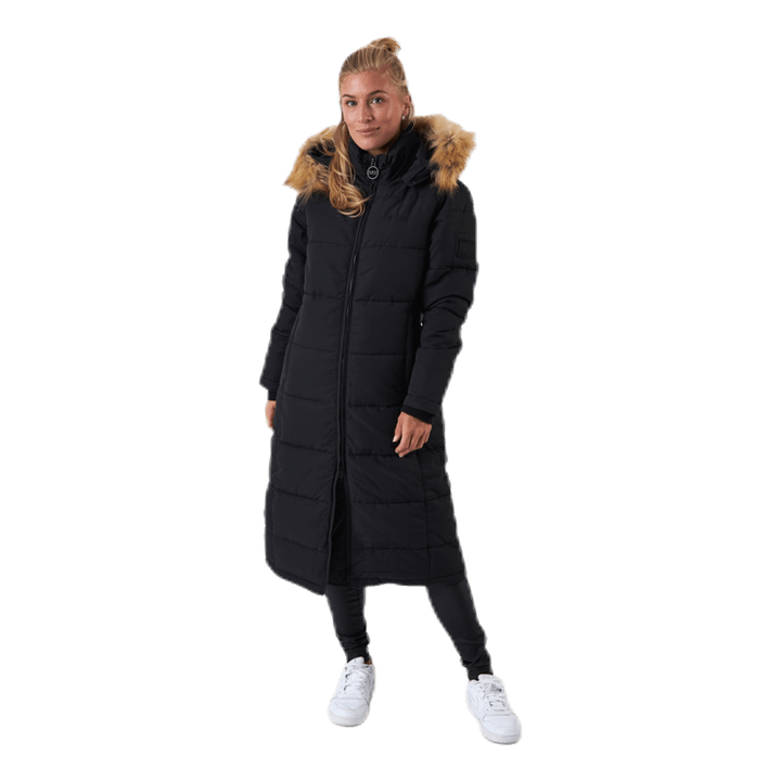 Long Slim Padded Parka Black