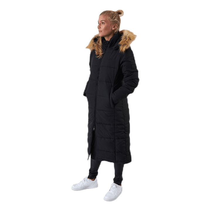 Long Slim Padded Parka Black