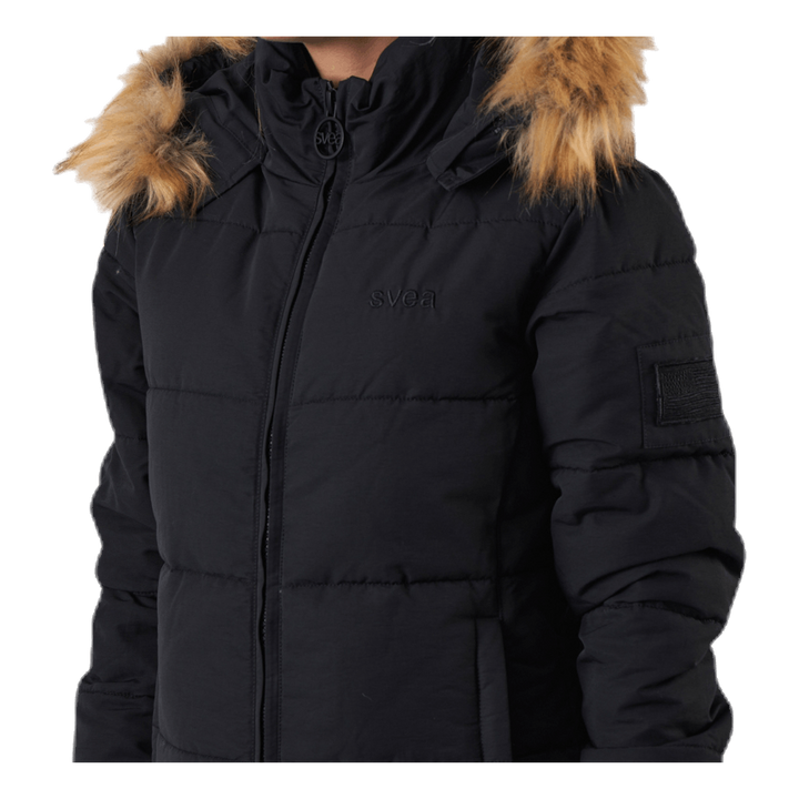 Long Slim Padded Parka Black
